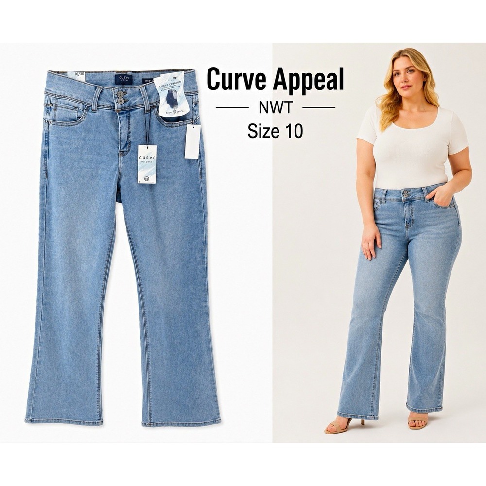 Curve Appeal Curve Creator Women's 10 High Rise Bootcut Jeans Stretch Denim NWT